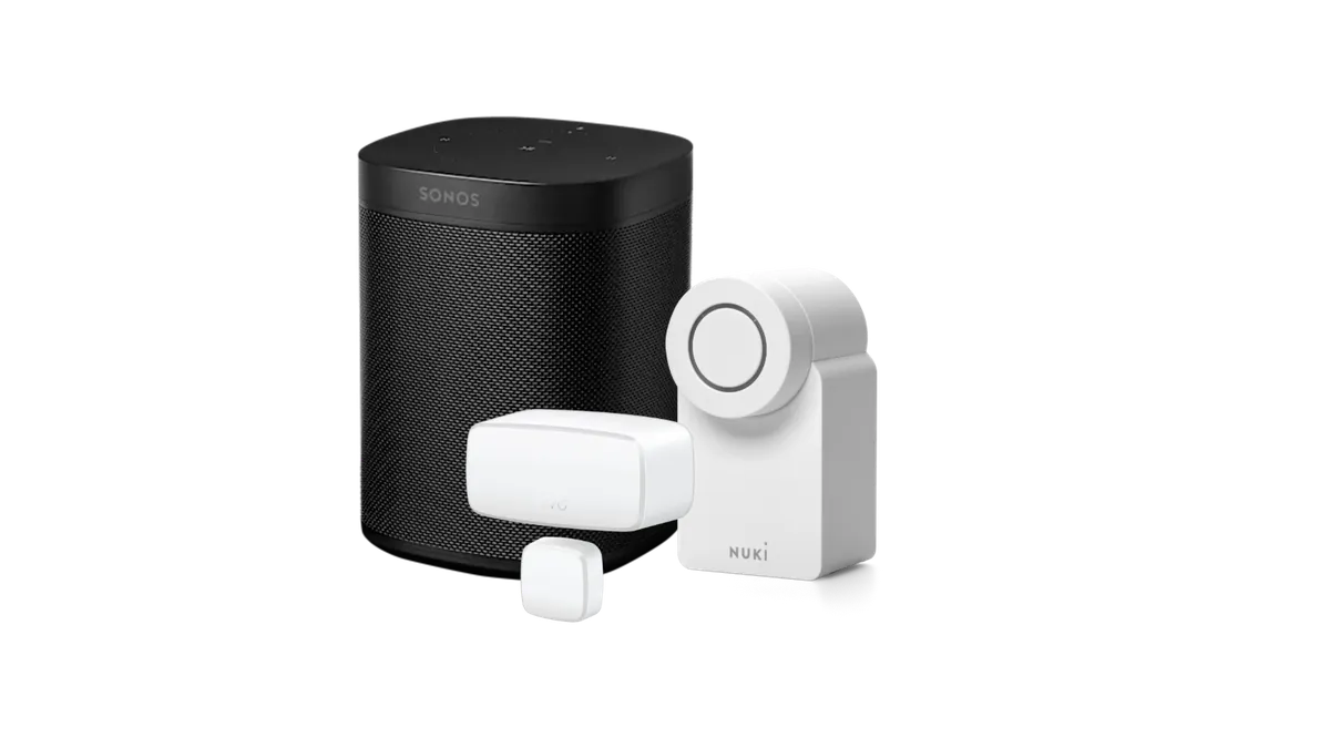 Sonos One, Nuki Smart Lock und Eve Tür- und Fenstersensor